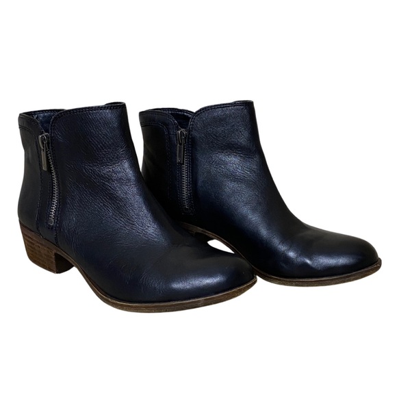 Lucky Brand “Breah” Black Leather Double Zip-Up Booties Size 10 - Picture 2 of 11